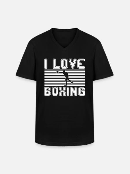 J’adore la boxe - T-shirt col V Homme - noir