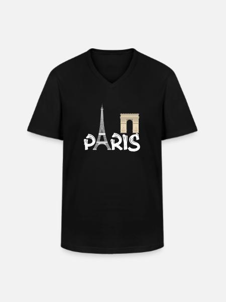 PARIS - Men's V-Neck T-Shirt - black