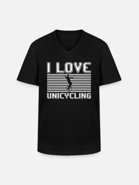 I love unicycling - Men's V-Neck T-Shirt - black