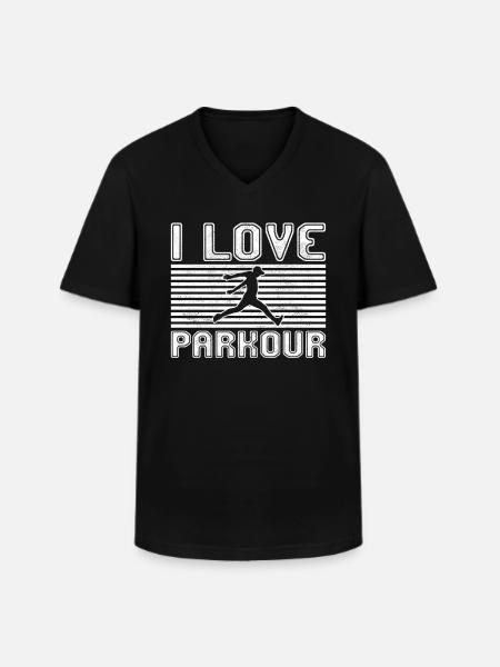 I love parkour - Men's V-Neck T-Shirt - black