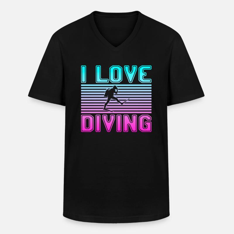 I love diving - Männer-T-Shirt mit V-Ausschnitt - Schwarz