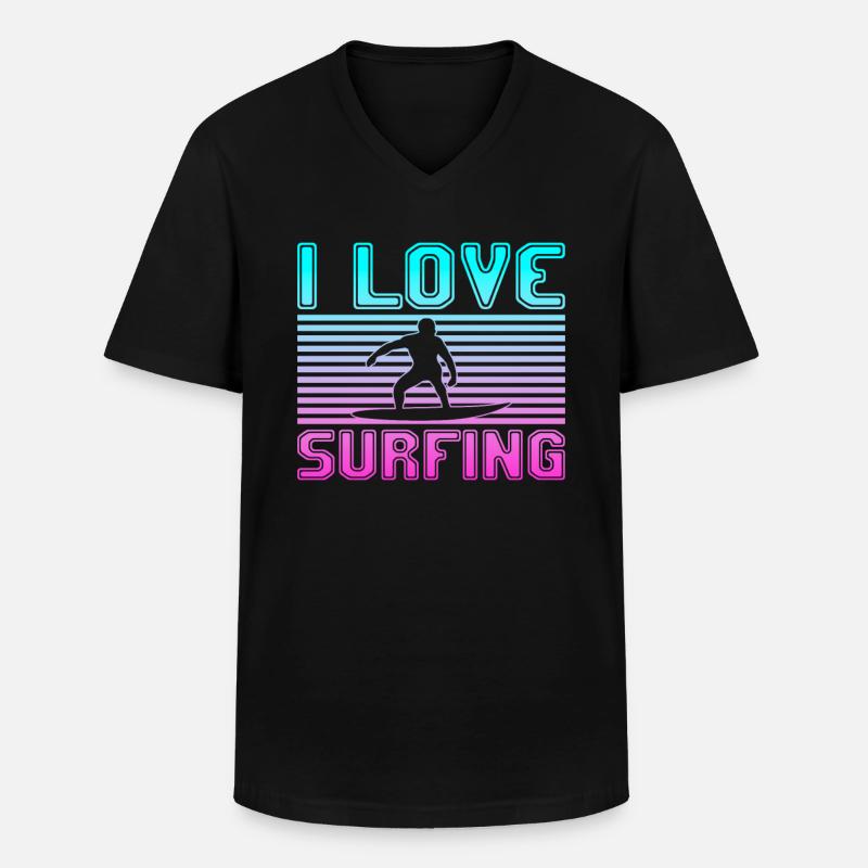 I love surfing - Männer-T-Shirt mit V-Ausschnitt - Schwarz