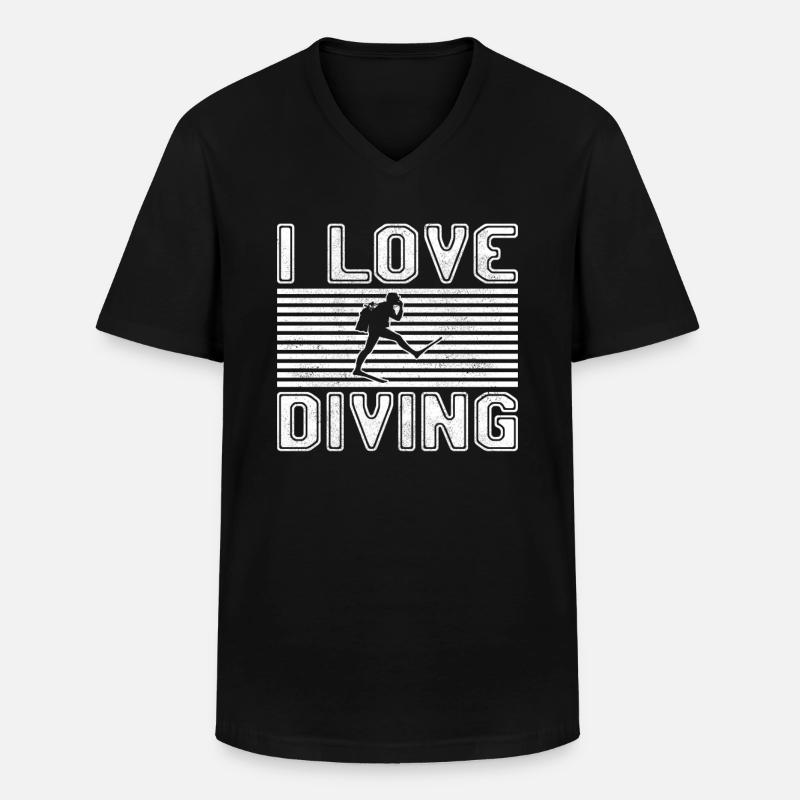 I love diving - Männer-T-Shirt mit V-Ausschnitt - Schwarz