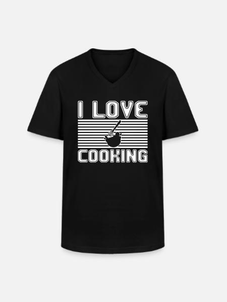 I love cooking - Men's V-Neck T-Shirt - black