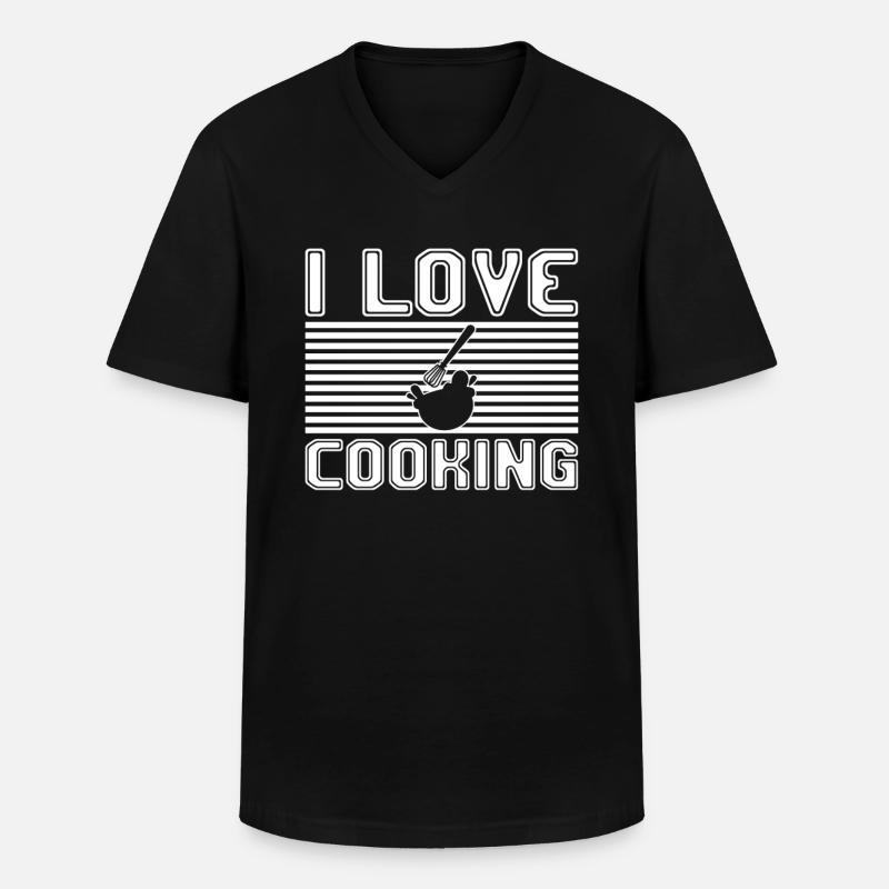 I love cooking - Männer-T-Shirt mit V-Ausschnitt - Schwarz