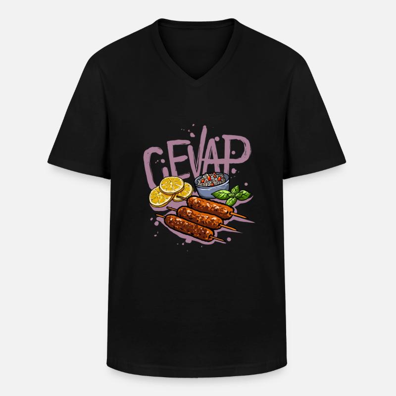 Cevap Serbian Grill Sausages Cevapi - Men's V-Neck T-Shirt - black