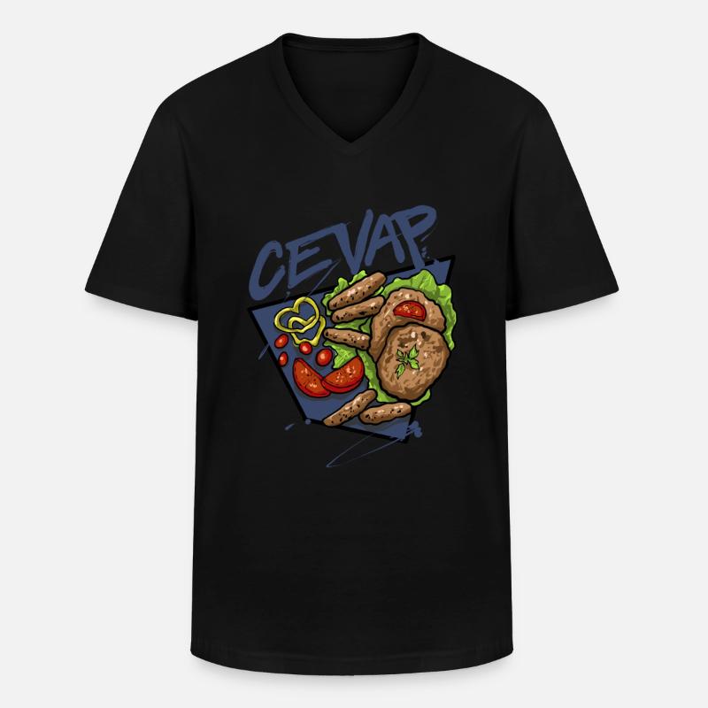 Cevap Serbian Grill Sausages Cevapi - Männer-T-Shirt mit V-Ausschnitt - Schwarz