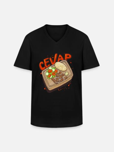 Cevap Saucisses Grillées Serbes Cevapi - T-shirt col V Homme - noir