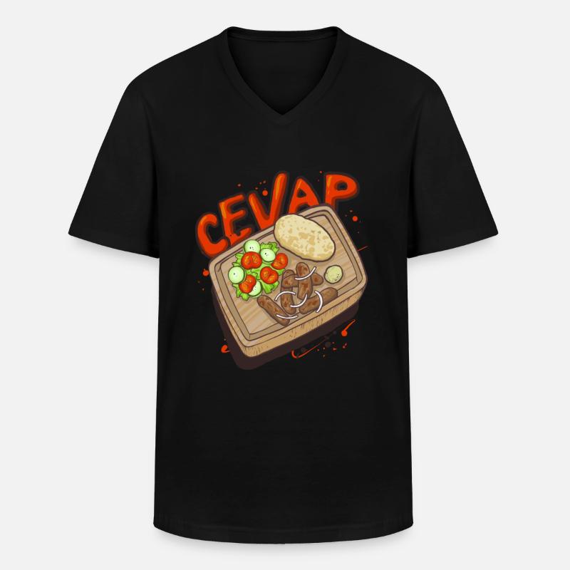 Cevap Serbian Grill Sausages Cevapi - Men's V-Neck T-Shirt - black