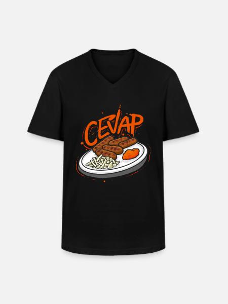 Cevap Saucisses Grillées Serbes Cevapi - T-shirt col V Homme - noir