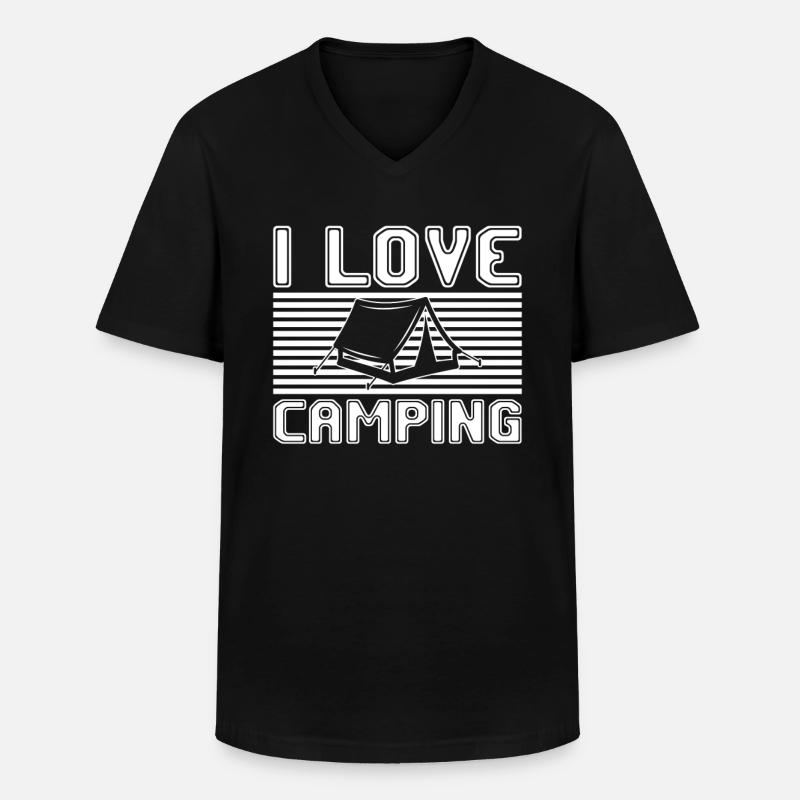 I love camping - Männer-T-Shirt mit V-Ausschnitt - Schwarz