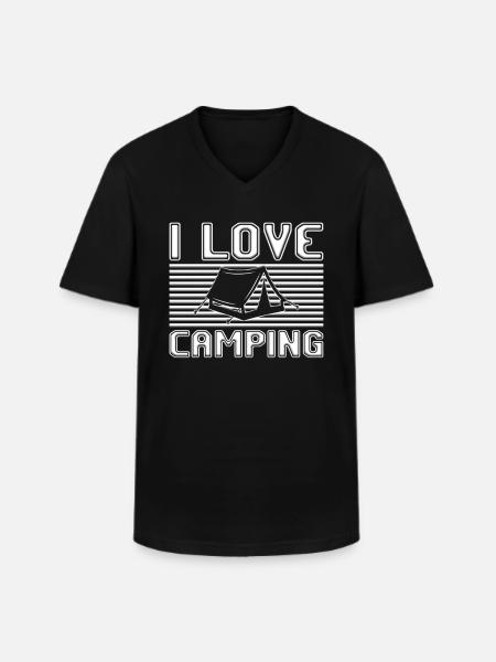 I love camping - Men's V-Neck T-Shirt - black