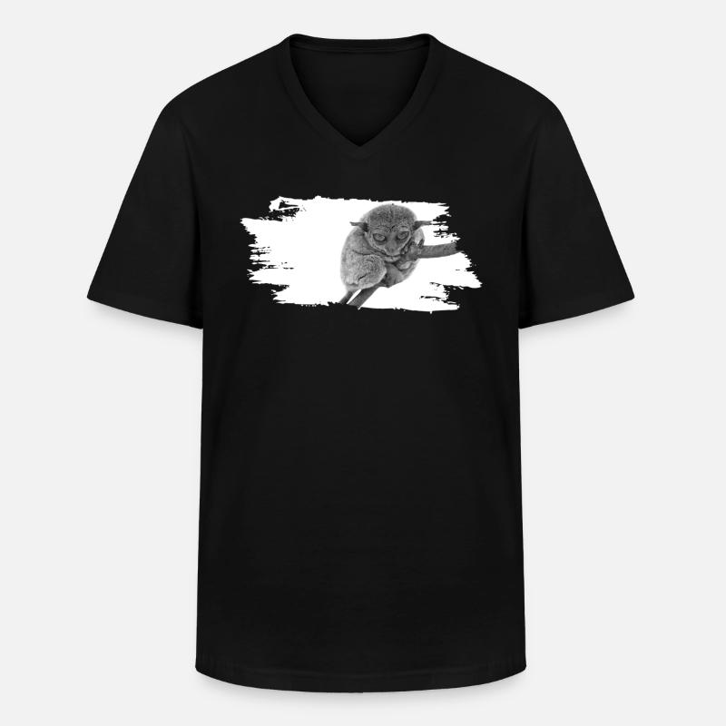 Tarsier Affe grumpy - Männer-T-Shirt mit V-Ausschnitt - Schwarz