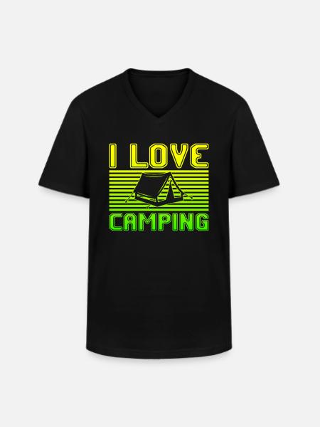 I love camping - Men's V-Neck T-Shirt - black
