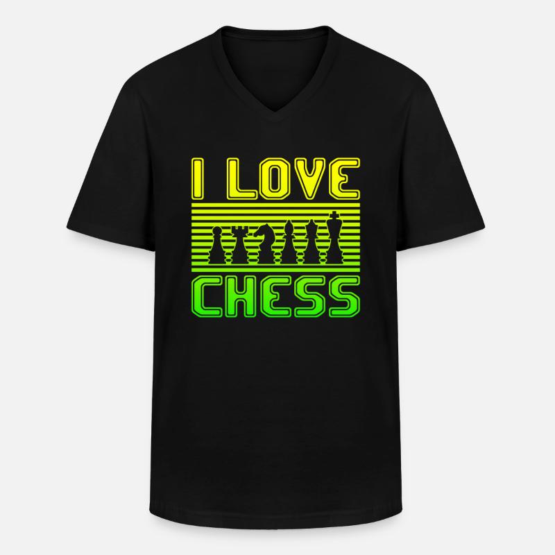 I love chess - Männer-T-Shirt mit V-Ausschnitt - Schwarz