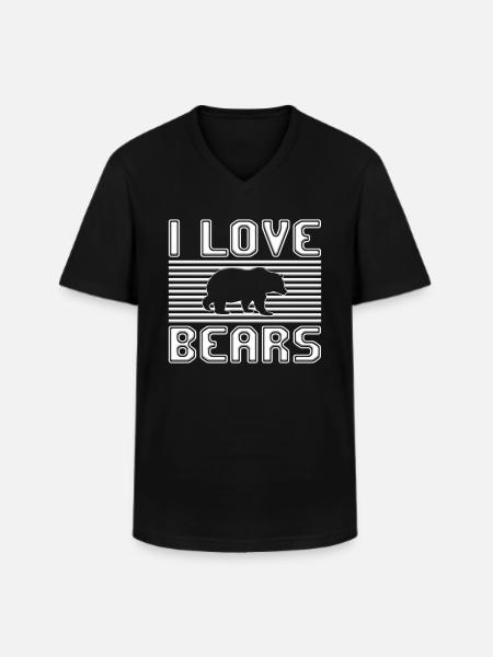I love bears - Men's V-Neck T-Shirt - black