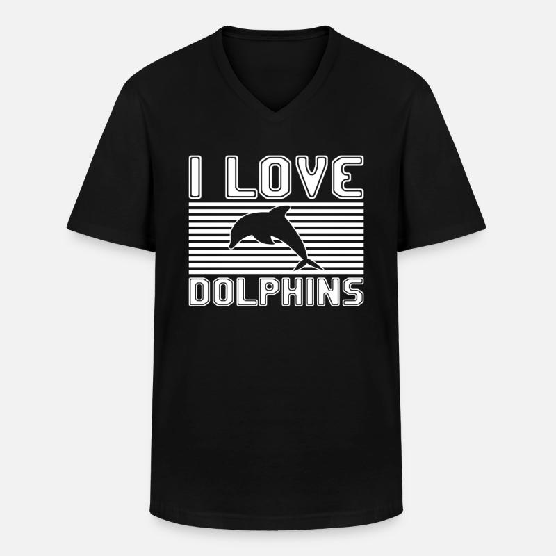 I love dolphins - Männer-T-Shirt mit V-Ausschnitt - Schwarz