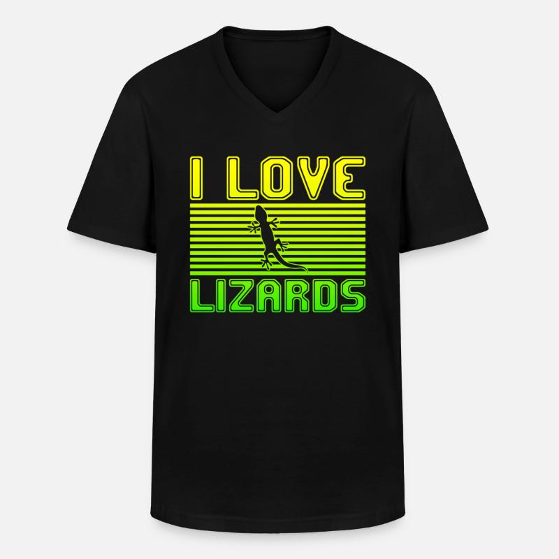 I love lizards - Männer-T-Shirt mit V-Ausschnitt - Schwarz