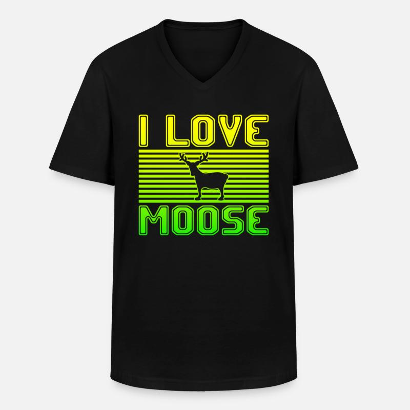 I love moose - Männer-T-Shirt mit V-Ausschnitt - Schwarz