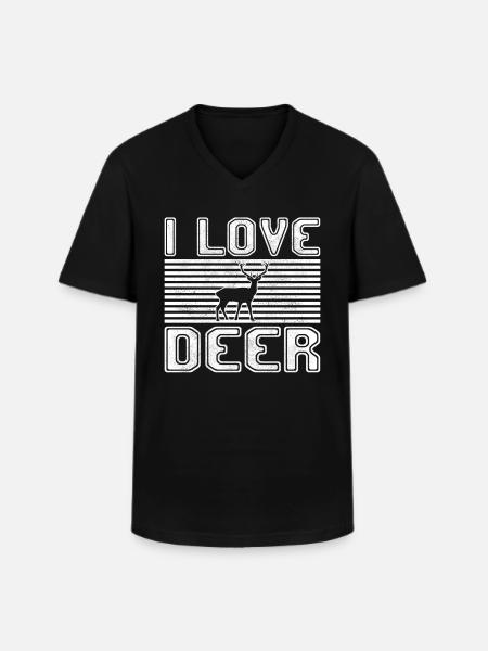 I love deer - Men's V-Neck T-Shirt - black