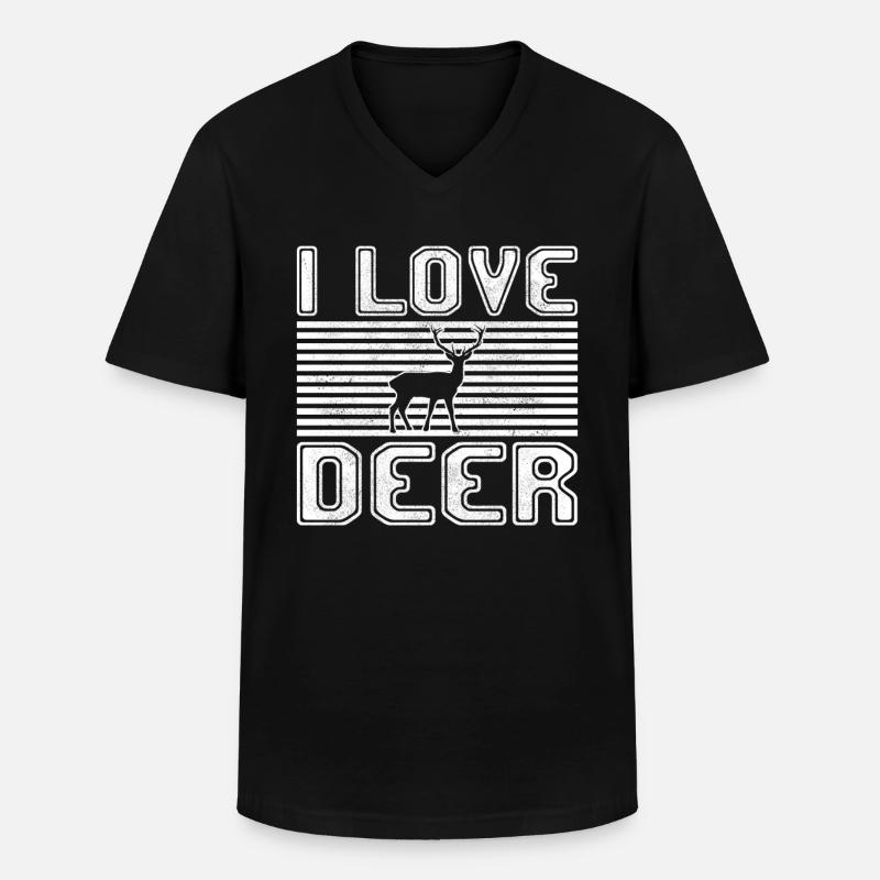 I love deer - Männer-T-Shirt mit V-Ausschnitt - Schwarz