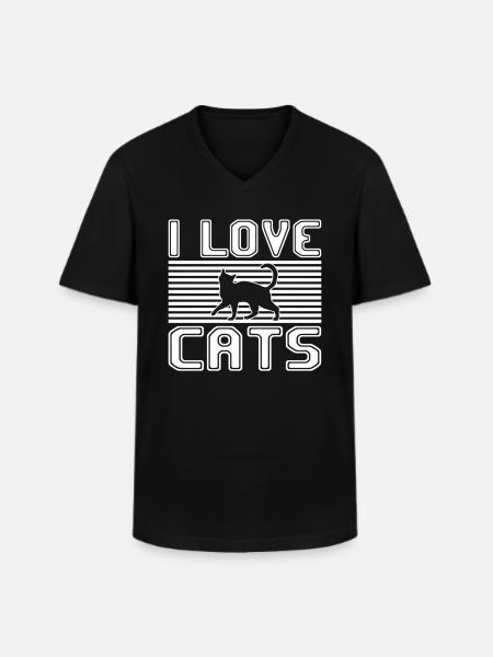 I love cats - Men's V-Neck T-Shirt - black