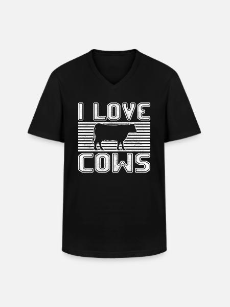 I love cows - Men's V-Neck T-Shirt - black