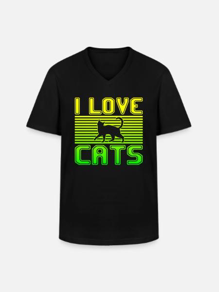 I love cats - Men's V-Neck T-Shirt - black