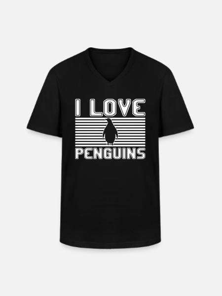 I love penguins - Men's V-Neck T-Shirt - black