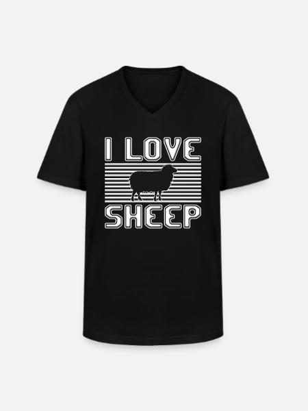I love sheep - Men's V-Neck T-Shirt - black
