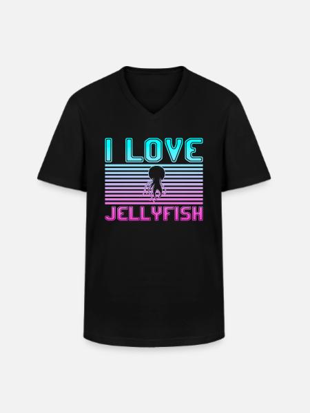 I love jellyfish - Männer-T-Shirt mit V-Ausschnitt - Schwarz