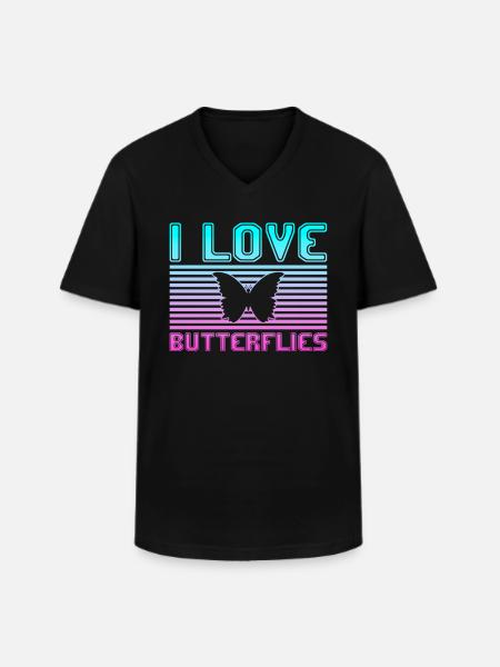 I love butterflies - Men's V-Neck T-Shirt - black