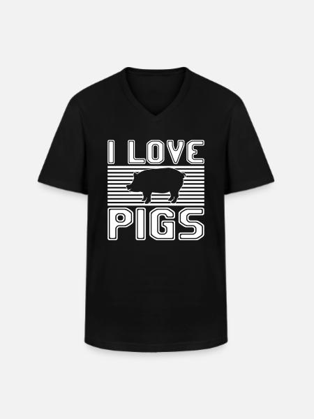 J’adore les cochons - T-shirt col V Homme - noir
