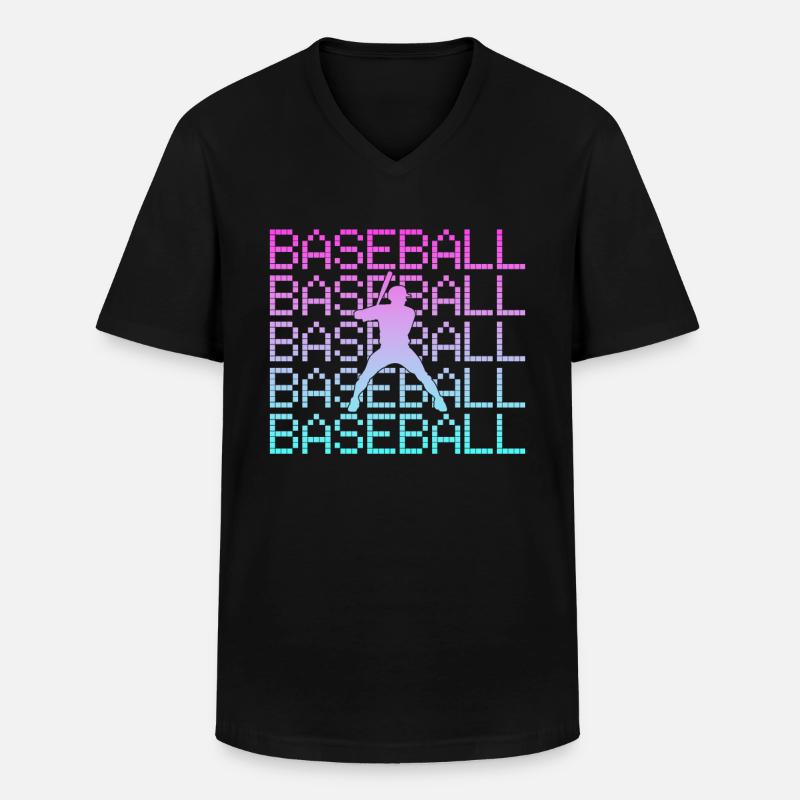 Baseball - Männer-T-Shirt mit V-Ausschnitt - Schwarz