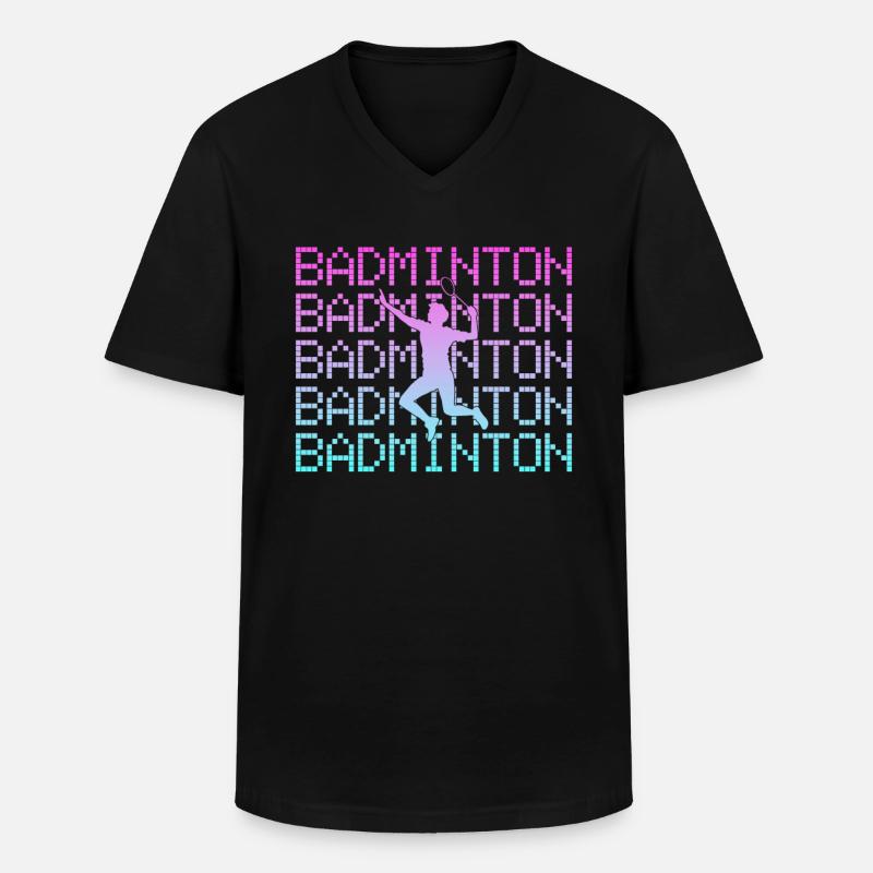 badminton - Männer-T-Shirt mit V-Ausschnitt - Schwarz