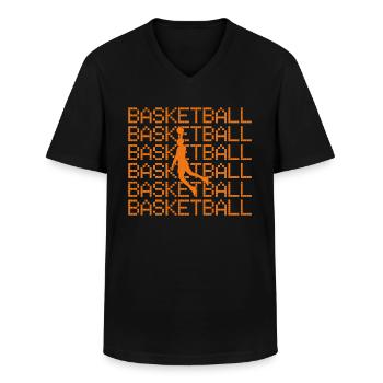 Basket-ball - T-shirt col V Homme - noir - Devant - AI Model Male 178 dark (178cm)