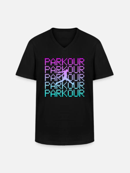 parkour - T-shirt col V Homme - noir