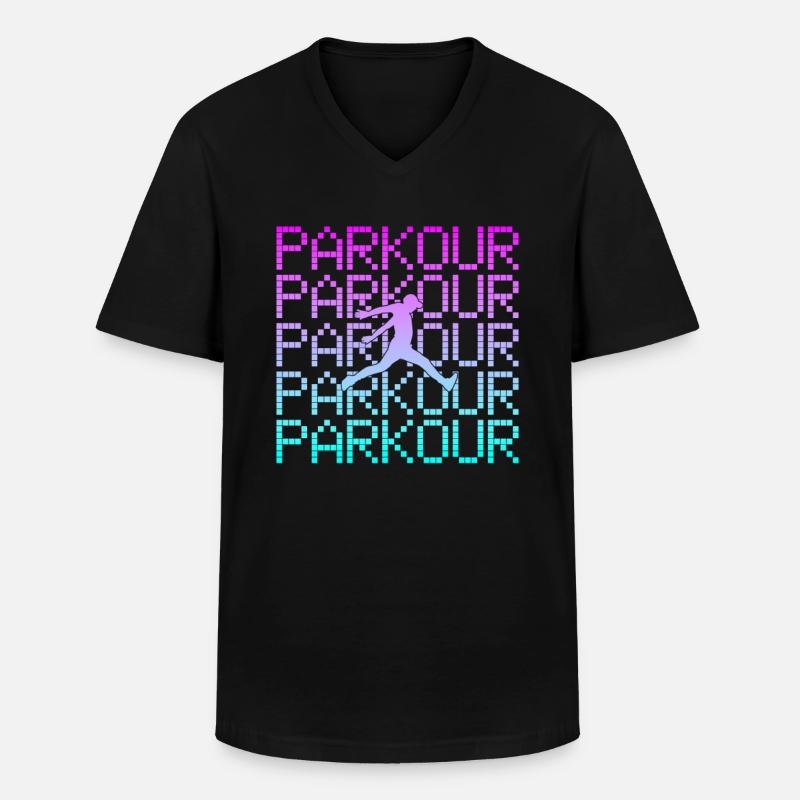 parkour - Männer-T-Shirt mit V-Ausschnitt - Schwarz
