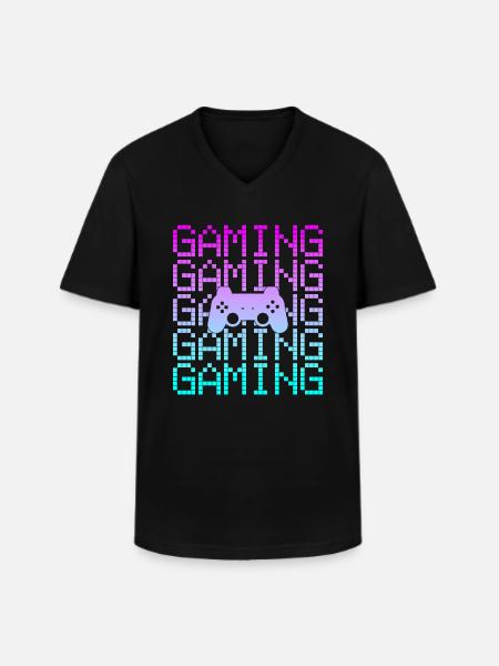 gaming gamer - Männer-T-Shirt mit V-Ausschnitt - Schwarz
