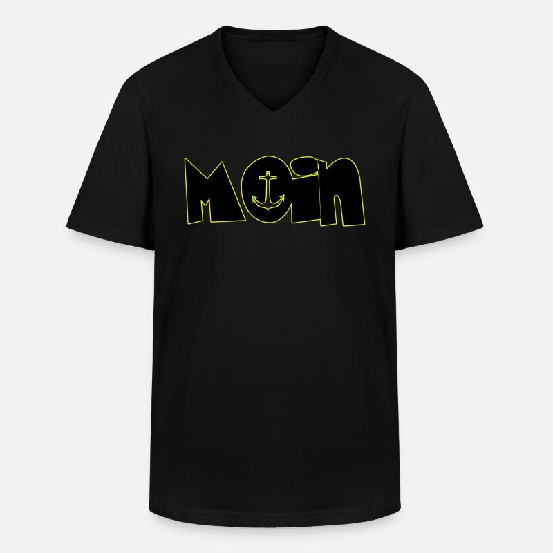Moin - Männer-T-Shirt mit V-Ausschnitt - Schwarz