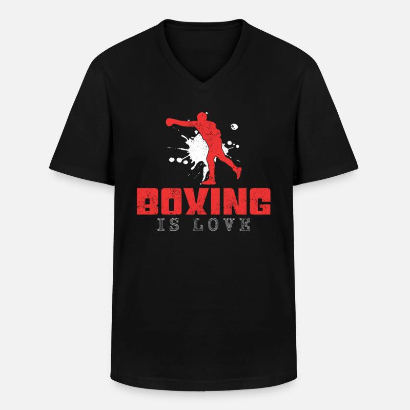 Boxen Spruch - Männer-T-Shirt mit V-Ausschnitt - Schwarz