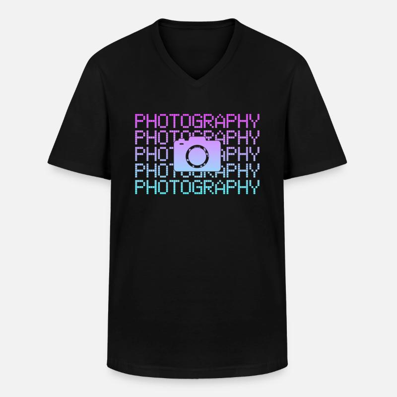 Fotografie - Männer-T-Shirt mit V-Ausschnitt - Schwarz