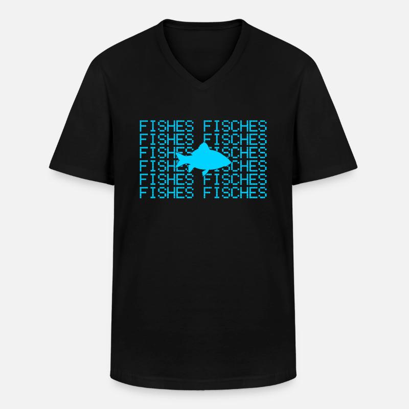 Fische - Männer-T-Shirt mit V-Ausschnitt - Schwarz