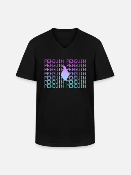 Pinguin - Männer-T-Shirt mit V-Ausschnitt - Schwarz