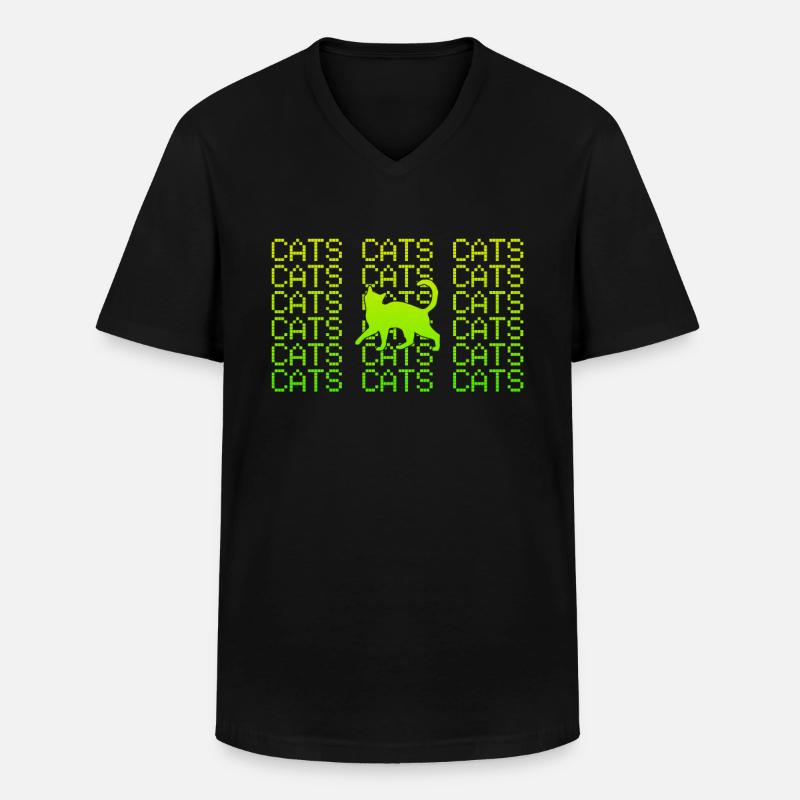 Chat - T-shirt col V Homme - noir