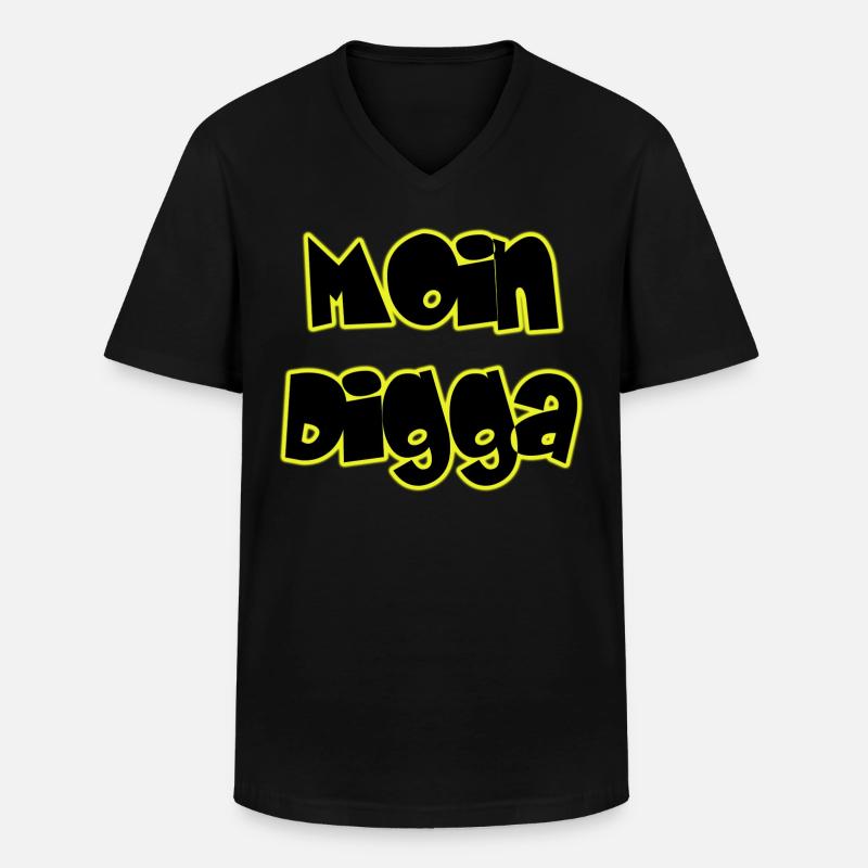 Moin Digga - Männer-T-Shirt mit V-Ausschnitt - Schwarz