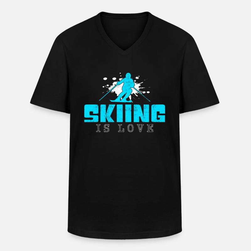 Ski Spruch - Männer-T-Shirt mit V-Ausschnitt - Schwarz