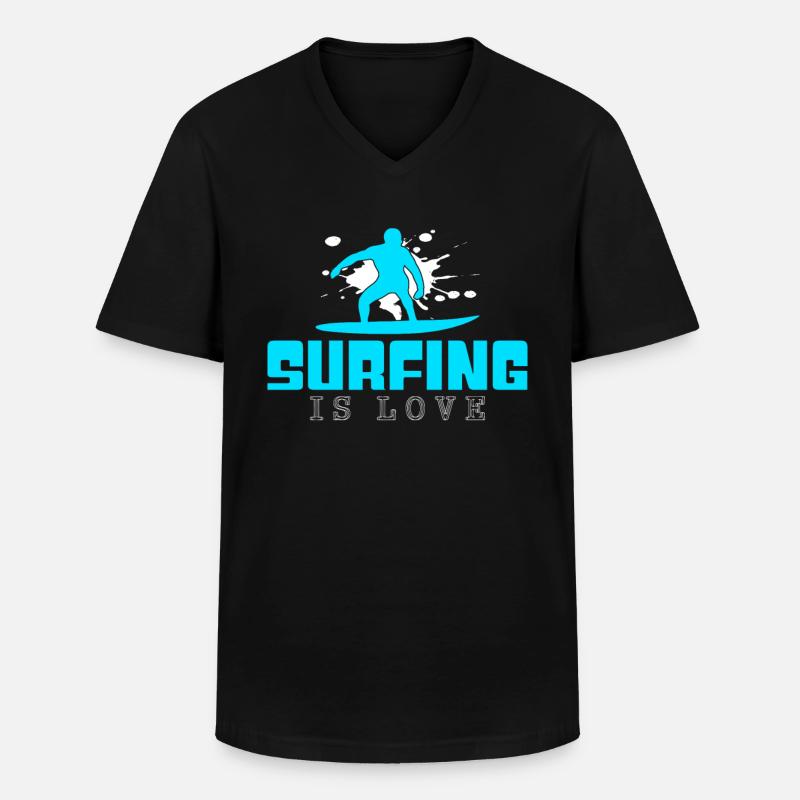 Surfen Spruch - Männer-T-Shirt mit V-Ausschnitt - Schwarz