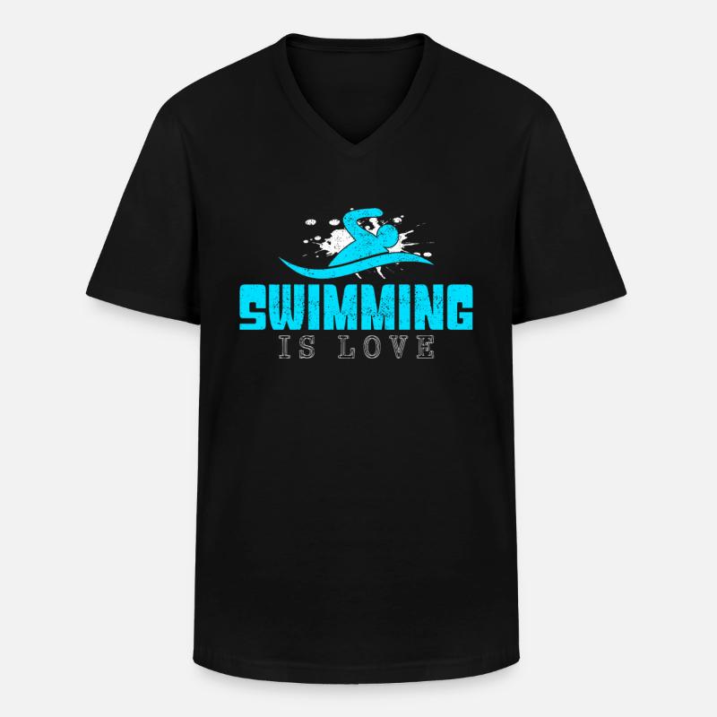 Schwimmen Spruch - Männer-T-Shirt mit V-Ausschnitt - Schwarz
