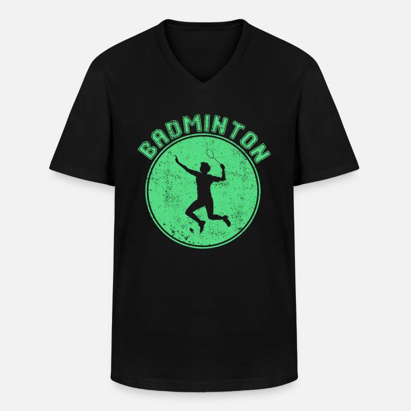 Badminton - Männer-T-Shirt mit V-Ausschnitt - Schwarz